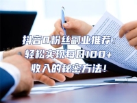 抖音0粉絲副業推薦：輕松實現每日100+收入的秘密方法！